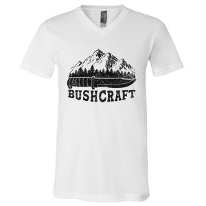 Bushcraft Knife Survival Outdoor Nature Forest Wilderness V-Neck T-Shirt