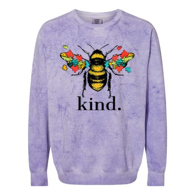 Bee Kind Support Autism Awareness Kindness Day Retro Classic Colorblast Crewneck Sweatshirt