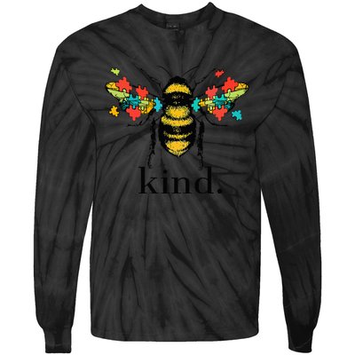 Bee Kind Support Autism Awareness Kindness Day Retro Classic Tie-Dye Long Sleeve Shirt