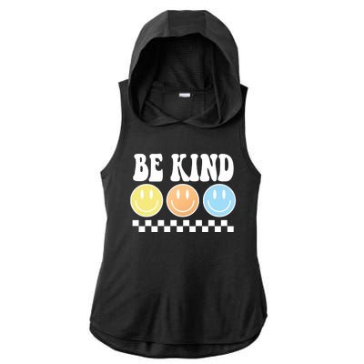 Be Kind Smiley Retro Ladies PosiCharge Tri-Blend Wicking Draft Hoodie Tank