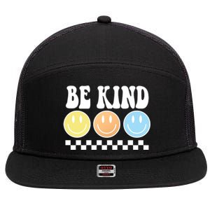 Be Kind Smiley Retro 7 Panel Mesh Trucker Snapback Hat