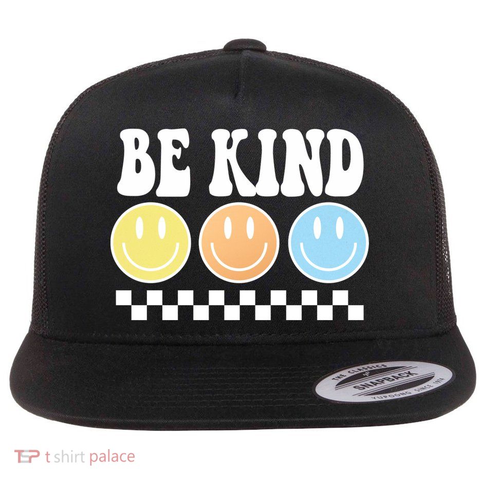 Be Kind Smiley Retro Flatbill Hat
