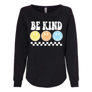 Be Kind Smiley Retro Womens California Wash Sweatshirt