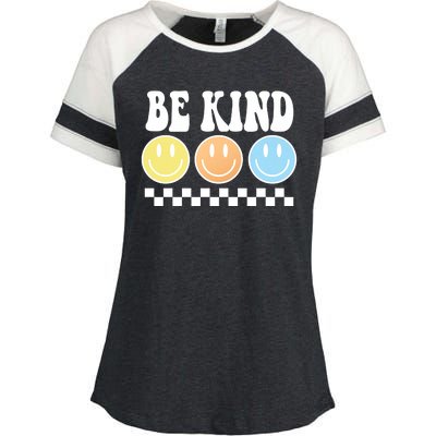 Be Kind Smiley Retro Enza Ladies Jersey Colorblock Tee