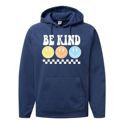 Be Kind Smiley Retro Performance Fleece Hoodie