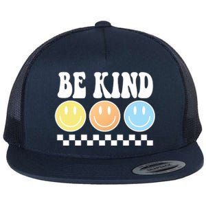 Be Kind Smiley Retro Flat Bill Trucker Hat