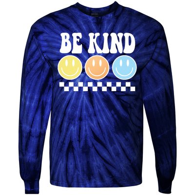 Be Kind Smiley Retro Tie-Dye Long Sleeve Shirt