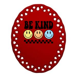 Be Kind Smiley Retro Ceramic Oval Ornament