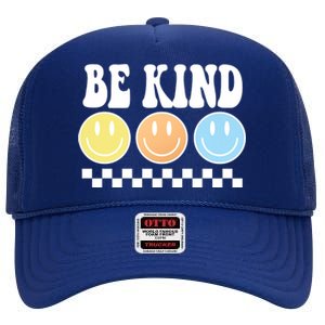 Be Kind Smiley Retro High Crown Mesh Back Trucker Hat