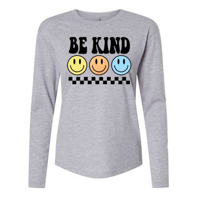 Be Kind Smiley Retro Womens Cotton Relaxed Long Sleeve T-Shirt