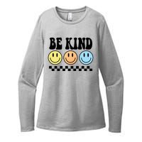 Be Kind Smiley Retro Womens CVC Long Sleeve Shirt