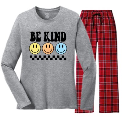 Be Kind Smiley Retro Women's Long Sleeve Flannel Pajama Set 