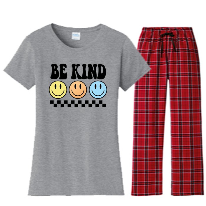 Be Kind Smiley Retro Women's Flannel Pajama Set