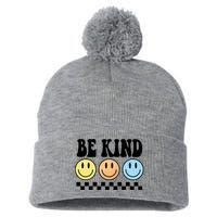 Be Kind Smiley Retro Pom Pom 12in Knit Beanie