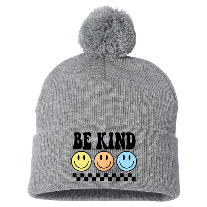 Be Kind Smiley Retro Pom Pom 12in Knit Beanie