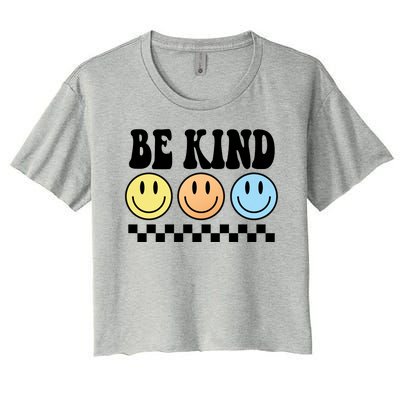 Be Kind Smiley Retro Women's Crop Top Tee