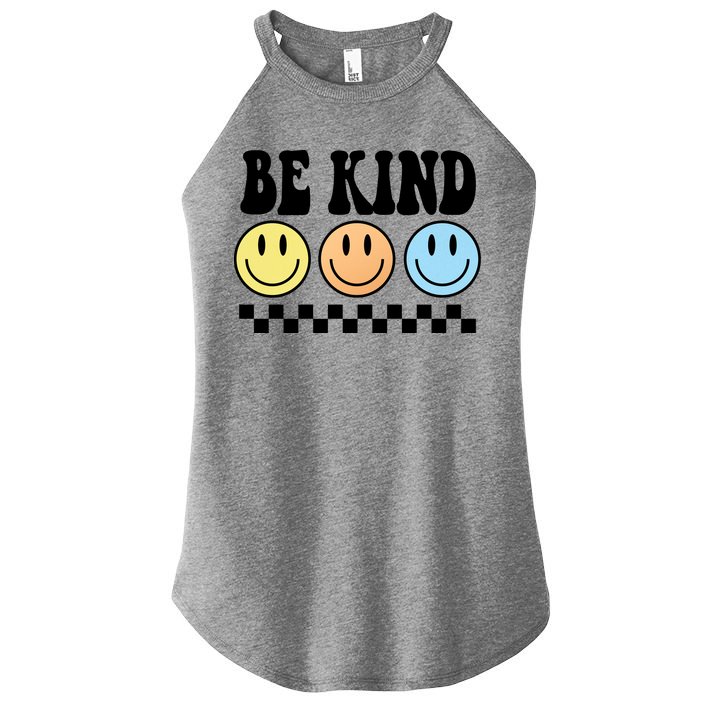 Be Kind Smiley Retro Women's Perfect Tri Rocker Tank