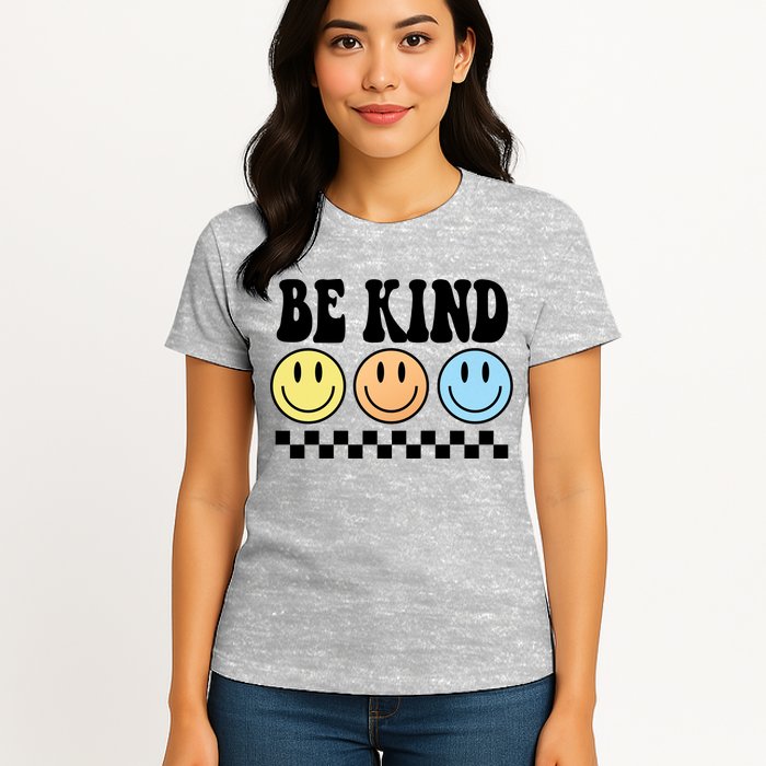Be Kind Smiley Retro Womens T-Shirt