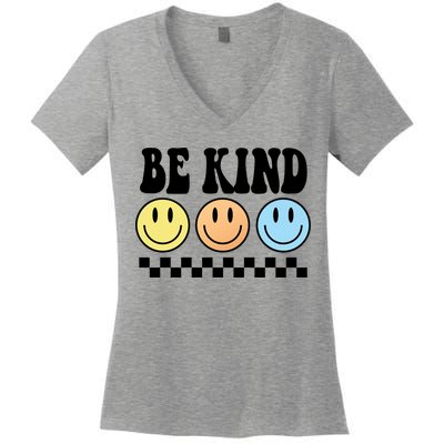 Be Kind Smiley Retro Women's V-Neck T-Shirt
