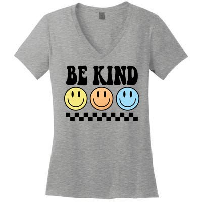 Be Kind Smiley Retro Women's V-Neck T-Shirt