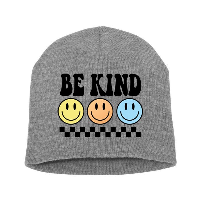 Be Kind Smiley Retro Short Acrylic Beanie