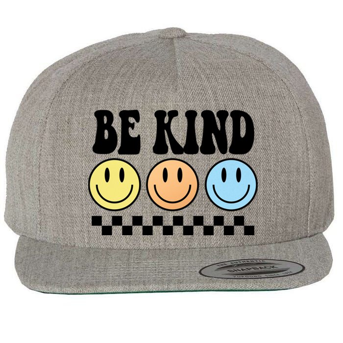 Be Kind Smiley Retro Wool Snapback Cap