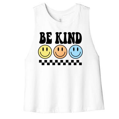 Be Kind Smiley Retro Women's Racerback Cropped Tank