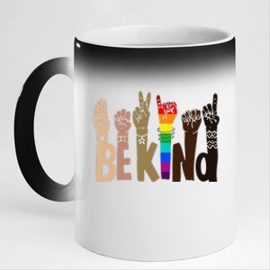 Be Kind Sign Language LGBT AntiRacism Kindness Raise Hand 11oz Black Color Changing Mug