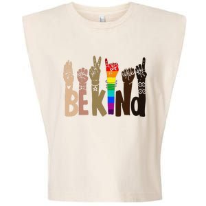 Be Kind Sign Language LGBT AntiRacism Kindness Raise Hand Garment-Dyed Women's Muscle Tee