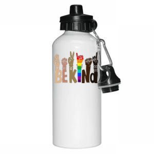 Be Kind Sign Language LGBT AntiRacism Kindness Raise Hand Aluminum Water Bottle