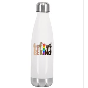 Be Kind Sign Language LGBT AntiRacism Kindness Raise Hand Stainless Steel Insulated Water Bottle