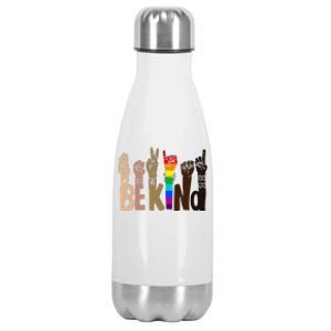 Be Kind Sign Language LGBT AntiRacism Kindness Raise Hand Stainless Steel Insulated Water Bottle