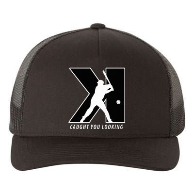 Backwards K Strikeout Looking Baseball Softball Pitching Yupoong Adult 5-Panel Trucker Hat