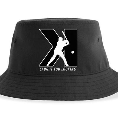 Backwards K Strikeout Looking Baseball Softball Pitching Sustainable Bucket Hat