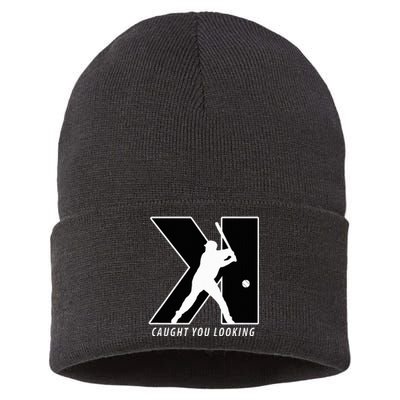 Backwards K Strikeout Looking Baseball Softball Pitching Sustainable Knit Beanie