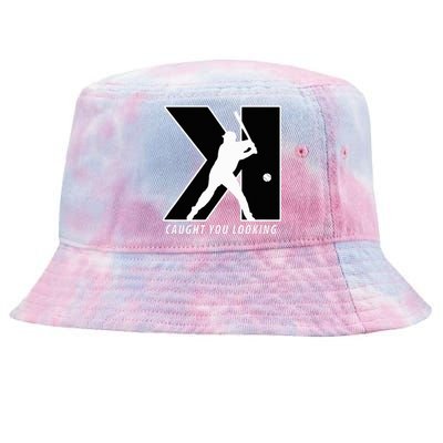 Backwards K Strikeout Looking Baseball Softball Pitching Tie-Dyed Bucket Hat