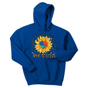 Be Kind Sunflower Autism Mom Dad Wo Kid Autism Awareness Kids Hoodie