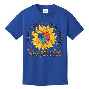 Be Kind Sunflower Autism Mom Dad Wo Kid Autism Awareness Kids T-Shirt