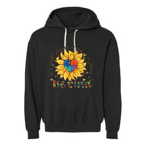 Be Kind Sunflower Autism Mom Dad Women Autism Awareness Garment-Dyed Fleece Hoodie