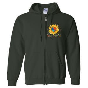 Be Kind Sunflower Autism Mom Dad Women Autism Awareness Full Zip Hoodie