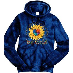 Be Kind Sunflower Autism Mom Dad Women Autism Awareness Tie Dye Hoodie