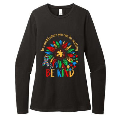 Be Kind Sunflower Autism It's Ok To Be Different Mom Autism Womens CVC Long Sleeve Shirt