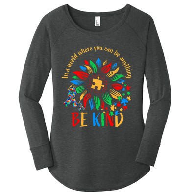 Be Kind Sunflower Autism It's Ok To Be Different Mom Autism Women's Perfect Tri Tunic Long Sleeve Shirt