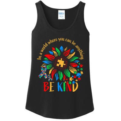 Be Kind Sunflower Autism It's Ok To Be Different Mom Autism Ladies Essential Tank