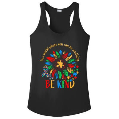 Be Kind Sunflower Autism It's Ok To Be Different Mom Autism Ladies PosiCharge Competitor Racerback Tank