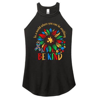 Be Kind Sunflower Autism It's Ok To Be Different Mom Autism Women’s Perfect Tri Rocker Tank