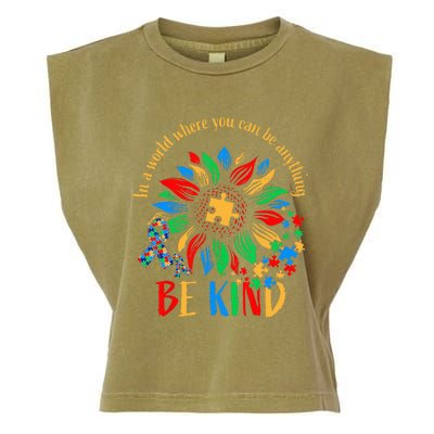 Be Kind Sunflower Autism It's Ok To Be Different Mom Autism Garment-Dyed Women's Muscle Tee