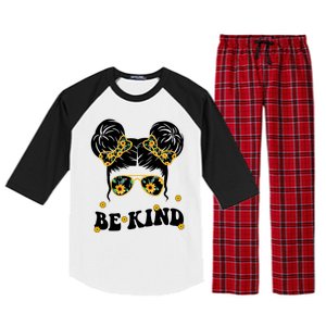 Be Kind Sunflower Hair Bun Spring Raglan Sleeve Pajama Set