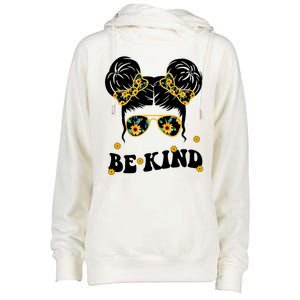 Be Kind Sunflower Hair Bun Spring Womens Funnel Neck Pullover Hood