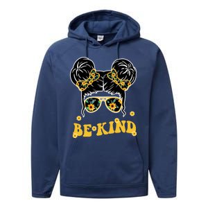 Be Kind Sunflower Hair Bun Spring Performance Fleece Hoodie